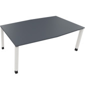 Besprechungstisch communication, h&ouml;henverstellbar 68-82cm (H), 200x100/110cm (BxT), Tonnenform, lavagrau / wei&szlig;
