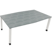 Besprechungstisch communication 810018483, höhenverstellbar 68-82cm (H), 200x100/110cm (BxT), Tonnenform, beton hell / weiß