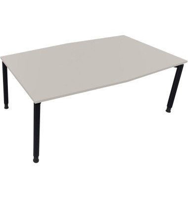 Besprechungstisch communication 810018581, höhenverstellbar 68-82cm (H), 200x100/110cm (BxT), Tonnenform, lichtgrau / anthrazit 