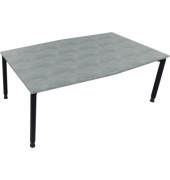Besprechungstisch communication 810018583, höhenverstellbar 68-82cm (H), 200x100/110cm (BxT), Tonnenform, beton hell / anthrazit metallic