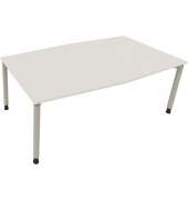 Besprechungstisch communication 810018601, höhenverstellbar 68-82cm (H), 200x100/110cm (BxT), Tonnenform, weiß / silber