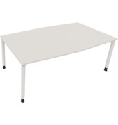 Besprechungstisch communication, h&ouml;henverstellbar 68-82cm (H), 200x100/110cm (BxT), Tonnenform, wei&szlig; / wei&szlig;