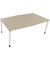 Besprechungstisch communication, h&ouml;henverstellbar 68-82cm (H), 200x100/110cm (BxT), Tonnenform, eiche natur / wei&szlig;