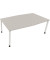 Besprechungstisch communication 810018781, höhenverstellbar 68-82cm (H), 200x100/110cm (BxT), Tonnenform, lichtgrau / weiß