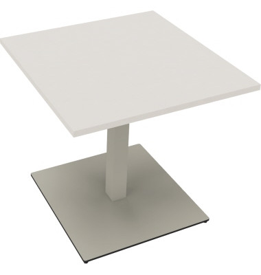 Besprechungstisch communication, 72cm (H), 80x80cm (BxT), rechteckig, wei&szlig; / silber