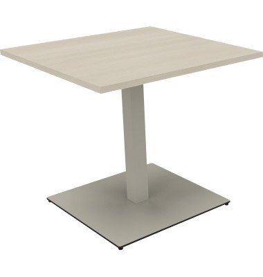 Besprechungstisch communication, 72cm (H), 80x80cm (BxT), rechteckig, akazie hell / silber