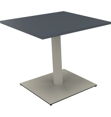 Besprechungstisch communication, 72cm (H), 80x80cm (BxT), rechteckig, lavagrau / silber
