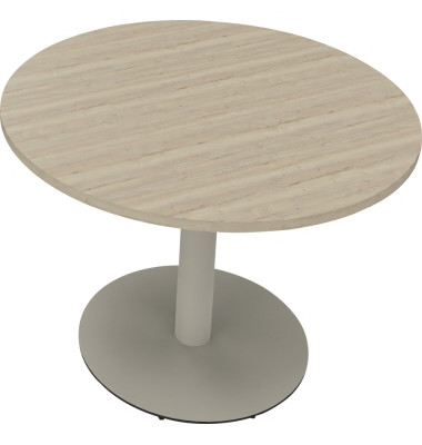 Besprechungstisch communication, 72cm (H), 100x100cm (BxT), rund, eiche natur / silber