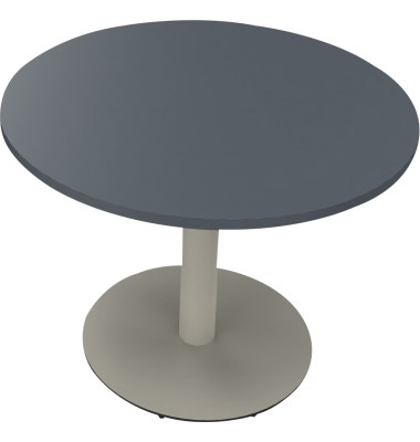 Besprechungstisch communication 810019282, 72cm (H), 100x100cm (BxT), rund, lavagrau / silber