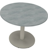 Besprechungstisch communication, 72cm (H), 100x100cm (BxT), rund, beton hell / silber