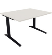 Schreibtisch All in One, manuell h&ouml;henverstellbar, 65-85cm (H), 120x100cm (BxT), rechteckig, wei&szlig; / anthrazit metallic