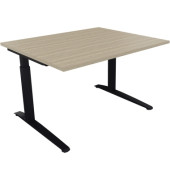 Schreibtisch All in One, manuell höhenverstellbar, 65-85cm (H), 120x100cm (BxT), rechteckig, eiche natur / anthrazit metallic