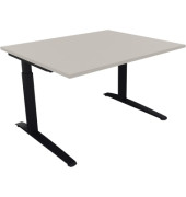 Schreibtisch All in One, manuell h&ouml;henverstellbar, 65-85cm (H), 120x100cm (BxT), rechteckig, lichtgrau / anthrazit metallic
