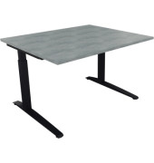 Schreibtisch All in One, manuell höhenverstellbar, 65-85cm (H), 120x100cm (BxT), rechteckig, beton hell / anthrazit metallic