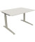 Schreibtisch All in One, manuell h&ouml;henverstellbar, 65-85cm (H), 120x100cm (BxT), rechteckig, wei&szlig; / silber