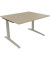 Schreibtisch All in One, manuell höhenverstellbar, 65-85cm (H), 120x100cm (BxT), rechteckig, eiche natur / silberaluminium