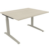 Schreibtisch All in One, manuell höhenverstellbar, 65-85cm (H), 120x100cm (BxT), rechteckig, akazie hell / silberaluminium