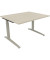 Schreibtisch All in One, manuell höhenverstellbar, 65-85cm (H), 120x100cm (BxT), rechteckig, akazie hell / silberaluminium