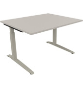 Schreibtisch All in One, manuell höhenverstellbar, 65-85cm (H), 120x100cm (BxT), rechteckig, lichtgrau / silberaluminium