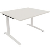 Schreibtisch All in One, manuell h&ouml;henverstellbar, 65-85cm (H), 120x100cm (BxT), rechteckig, wei&szlig; / wei&szlig;