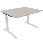 Schreibtisch All in One, manuell höhenverstellbar, 65-85cm (H), 120x100cm (BxT), rechteckig, lichtgrau / weiß