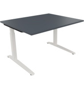 Schreibtisch All in One, manuell höhenverstellbar, 65-85cm (H), 120x100cm (BxT), rechteckig, lavagrau / weiß