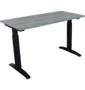 Schreibtisch All in One, manuell höhenverstellbar, 65-85cm (H), 120x60cm (BxT), rechteckig, beton hell / anthrazit metallic