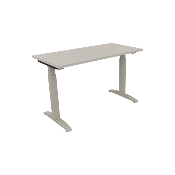 4003969070998 - Schreibtisch All in One 810021881 manuell höhenverstellbar 65-85cm (H) 120x60cm (BxT) rechteckig lichtgrau   silberaluminium