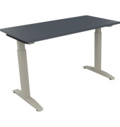 Schreibtisch All in One, manuell höhenverstellbar, 65-85cm (H), 120x60cm (BxT), rechteckig, lavagrau / silberaluminium