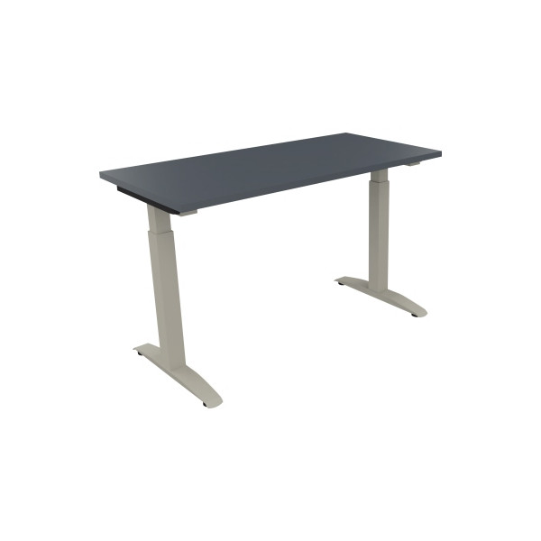 4003969070936 - Schreibtisch All in One 810021882 manuell höhenverstellbar 65-85cm (H) 120x60cm (BxT) rechteckig lavagrau   silberaluminium 