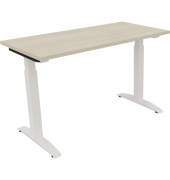 Schreibtisch All in One, manuell höhenverstellbar, 65-85cm (H), 120x60cm (BxT), rechteckig, akazie hell / weiß