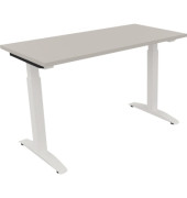 Schreibtisch All in One, manuell höhenverstellbar, 65-85cm (H), 120x60cm (BxT), rechteckig, lichtgrau / weiß