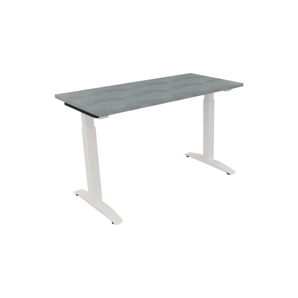 4003969070899 - Schreibtisch All in One 810021983 manuell höhenverstellbar 65-85cm (H) 120x60cm (BxT) rechteckig beton hell   verkehrsweiß 