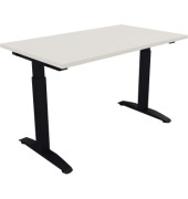 Schreibtisch All in One, manuell höhenverstellbar, 65-85cm (H), 120x70cm (BxT), rechteckig, weiß / anthrazit metallic