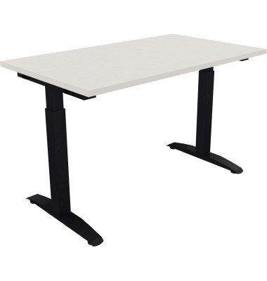 Schreibtisch All in One, manuell höhenverstellbar, 65-85cm (H), 120x70cm (BxT), rechteckig, weiß / anthrazit metallic