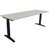 Schreibtisch All in One, manuell höhenverstellbar, 65-85cm (H), 120x70cm (BxT), rechteckig, lichtgrau / anthrazit metallic