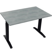Schreibtisch All in One, manuell höhenverstellbar, 65-85cm (H), 120x70cm (BxT), rechteckig, beton hell / anthrazit metallic