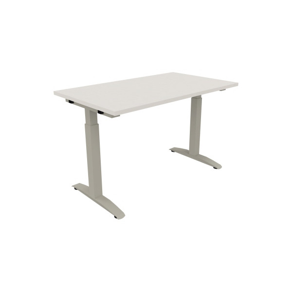 4003969071438 - Schreibtisch All in One 810022101 manuell höhenverstellbar 65-85cm (H) 120x70cm (BxT) rechteckig diamant weiß   silberalumin