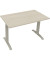 Schreibtisch All in One, manuell höhenverstellbar, 65-85cm (H), 120x70cm (BxT), rechteckig, akazie hell / silberaluminium