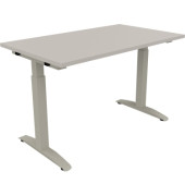 Schreibtisch All in One, manuell höhenverstellbar, 65-85cm (H), 120x70cm (BxT), rechteckig, lichtgrau / silberaluminium