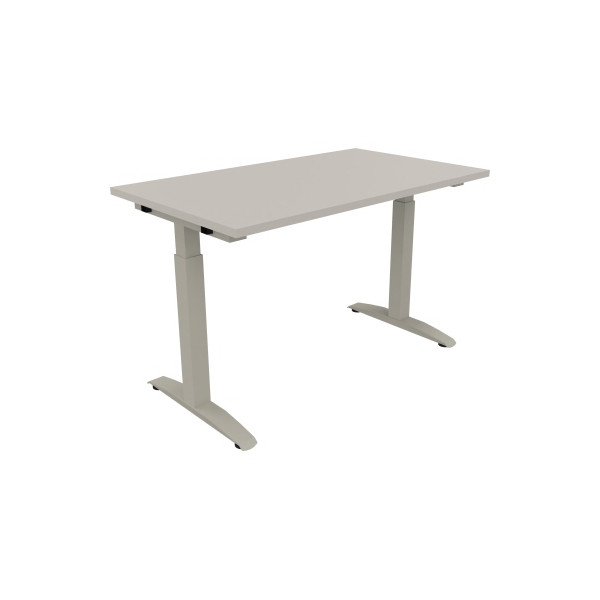 4003969071414 - Schreibtisch All in One 810022181 manuell höhenverstellbar 65-85cm (H) 120x70cm (BxT) rechteckig lichtgrau   silberaluminium