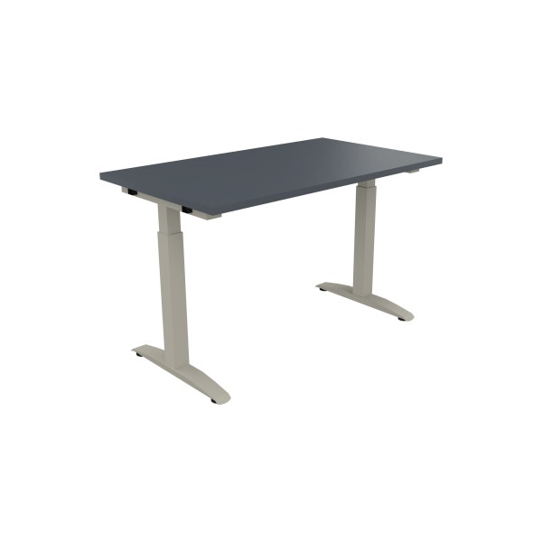 4003969071452 - Schreibtisch All in One 810022182 manuell höhenverstellbar 65-85cm (H) 120x70cm (BxT) rechteckig lavagrau   silberaluminium 