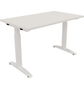 Schreibtisch All in One, manuell höhenverstellbar, 65-85cm (H), 120x70cm (BxT), rechteckig, weiß / weiß