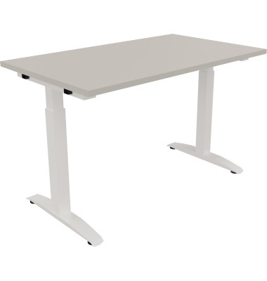 Schreibtisch All in One, manuell höhenverstellbar, 65-85cm (H), 120x70cm (BxT), rechteckig, lichtgrau / weiß Schreibtisch All in One, manuell höhenverstellbar, 65-85cm (H), 120x70cm (BxT), rechteckig, lichtgrau / weiß