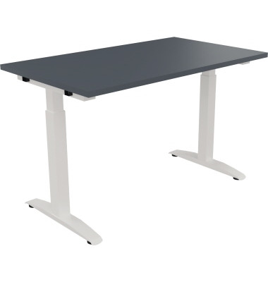 Schreibtisch All in One, manuell höhenverstellbar, 65-85cm (H), 120x70cm (BxT), rechteckig, lavagrau / weiß Schreibtisch All in One, manuell höhenverstellbar, 65-85cm (H), 120x70cm (BxT), rechteckig, lavagrau / weiß