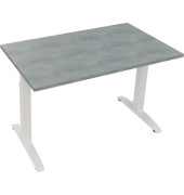 Schreibtisch All in One, manuell höhenverstellbar, 65-85cm (H), 120x70cm (BxT), rechteckig, beton hell / weiß