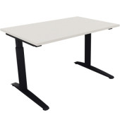 Schreibtisch All in One, manuell h&ouml;henverstellbar, 65-85cm (H), 120x80cm (BxT), rechteckig, wei&szlig; / anthrazit metallic