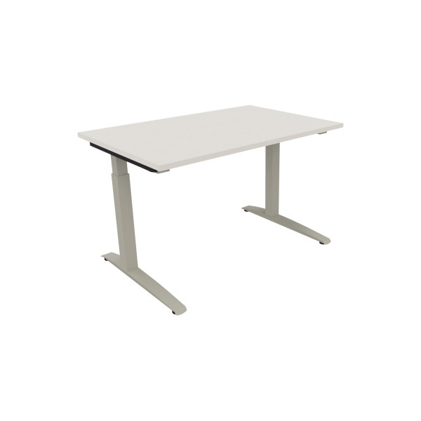 4003969071285 - Schreibtisch All in One 810022401 manuell höhenverstellbar 65-85cm (H) 120x80cm (BxT) rechteckig weiß   silberaluminium 400