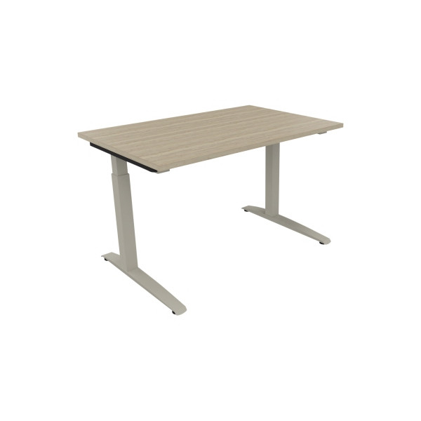 4003969071308 - Schreibtisch All in One 810022471 manuell höhenverstellbar 65-85cm (H) 120x80cm (BxT) rechteckig eiche natur   silberalumini