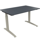 Schreibtisch All in One, manuell höhenverstellbar, 65-85cm (H), 120x80cm (BxT), rechteckig, lavagrau / silberaluminium